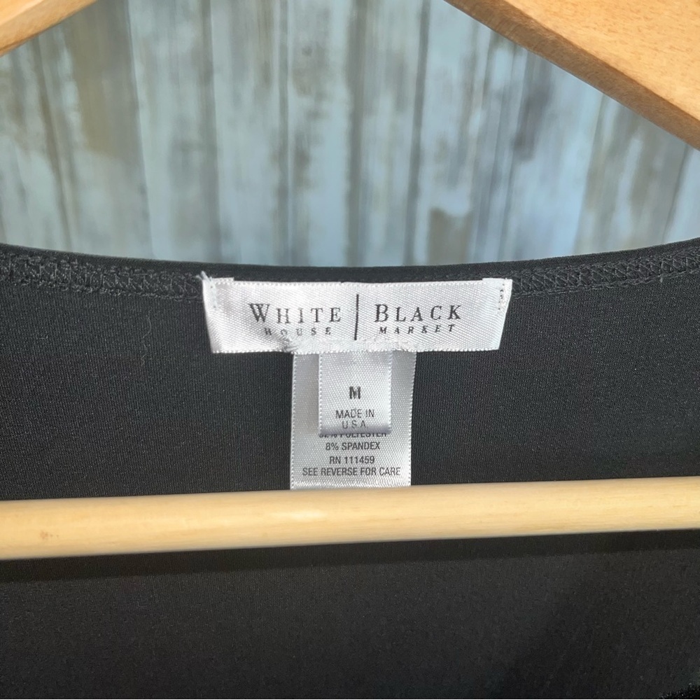 White House Black Market black cowl neck sleeveless top with a lace underlay - Picture 4 of 4